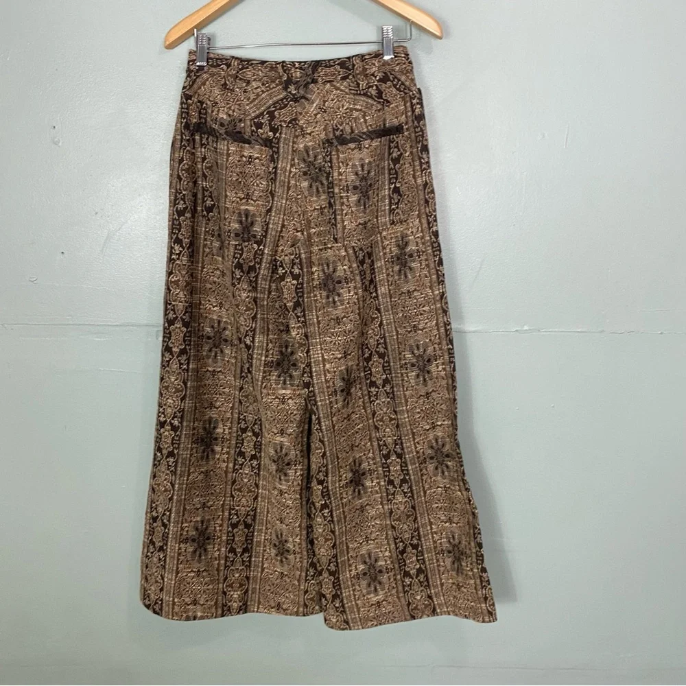 Free People Dahlia Wide Leg Flare Brocade Tapestry Pant‎ Size 4